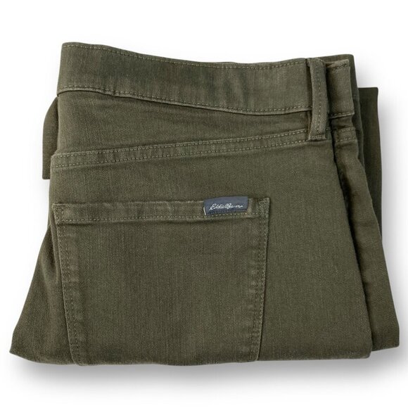 Eddie Bauer Wide Leg Crop Jeans Womens Sz 12 Army Green Slightly Curvy High Rise - Picture 2 of 13